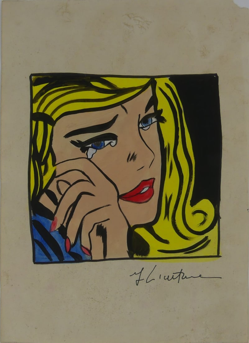 ROY LICHTENSTEIN 'CRYING GIRL' ACRYLIC ON PAPER (1 of 6)