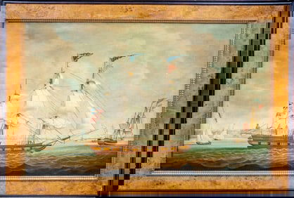 CLIPPER SHIP ANTIQUE OIL PAINTING ON CANVAS
