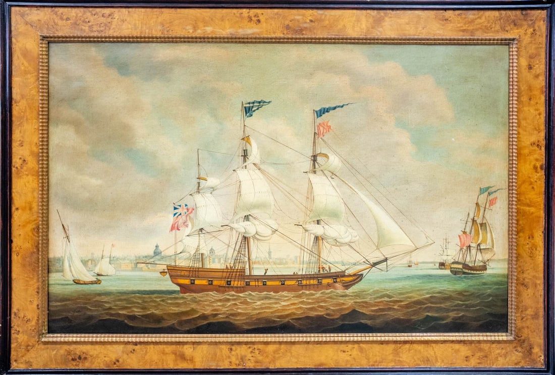 CLIPPER SHIP ANTIQUE OIL PAINTING ON CANVAS (1 of 6)