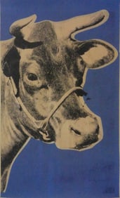 ANDY WARHOL 'COW' BLUE SIGNED LITHOGRAPH