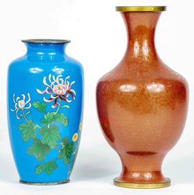 2pc CLOISONNE VASES