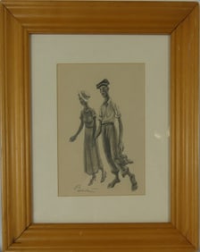 THOMAS HART BENTON PENCIL DRAWING ON PAPER