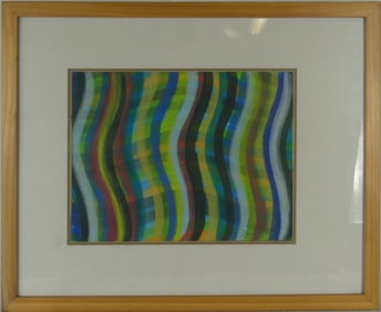 SOL LEWITT 'WAVY BRUSHSTROKES' PAINTING ON PAPER