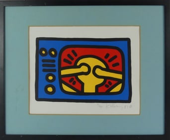 KEITH HARING 'UNTITLED PLATE 3, 1987' LITHOGRAPH