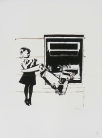 BANSKY 'CASH MACHINE GIRL' LITHOGRAPH
