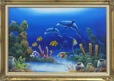 WYLAND STYLE 'MARINE LIFE' OIL PAINTING ON CANVAS