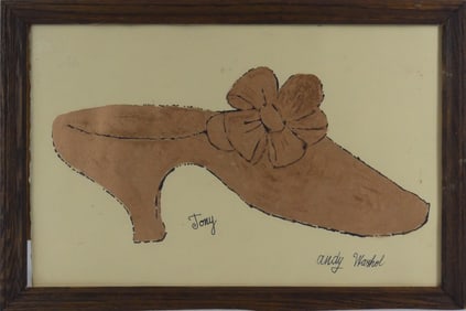 ANDY WARHOL (MANNER) GOLD SHOE DRAWING ON PAPER