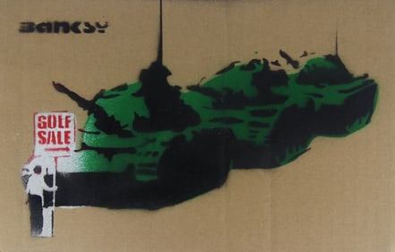 BANKSY 'GOLF SALE' STENCIL ON CARDBOARD
