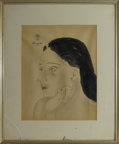 LEONARD FOUJITA INK WASH & PENCIL ON PAPER