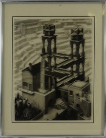 M.C. ESCHER 'WATERFALL' PRINT ON GLASS