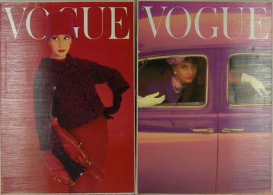 2pc VOGUE OFFSET LITHOGRAPHS ON CANVAS