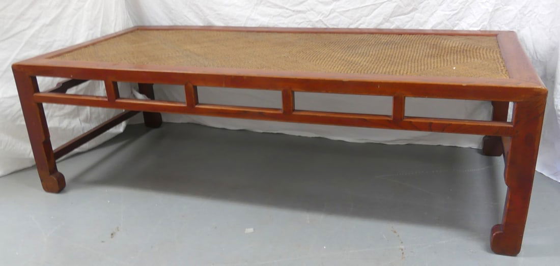 CHINESE HARDWOOD LUOHAN BED w WOVEN TOP (1 of 8)