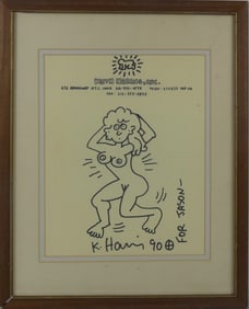 KEITH HARING 'NUDE FIGURE' INK DRAWING ON PAPER