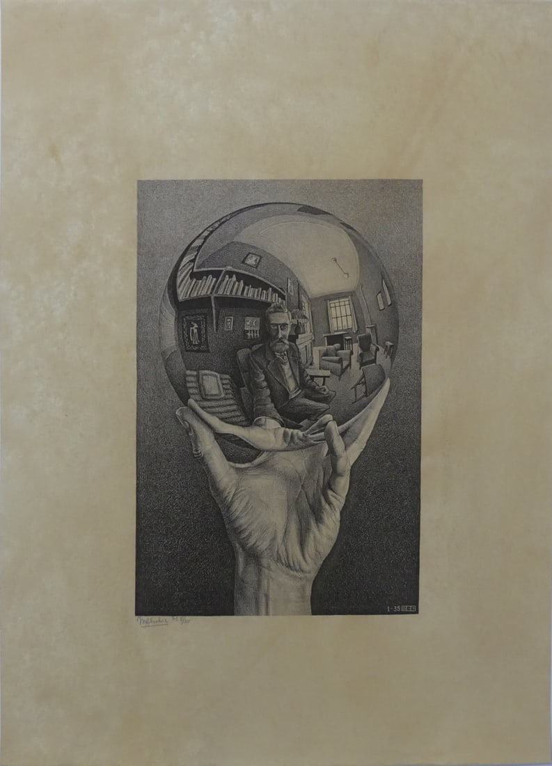 M.C. ESCHER 'HAND w REFLECTING SPHERE' LITHOGRAPH (1 of 6)