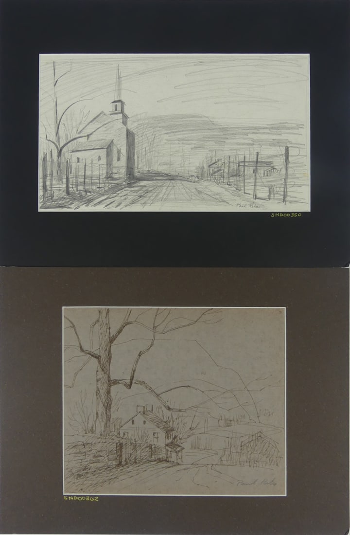 2pc PAUL RIBA LANDSCAPE DRAWINGS ON PAPER (1 of 13)