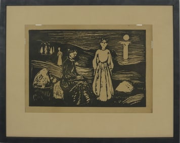 EDVARD MUNCH 'WOMEN ON THE BEACH' WOODCUT