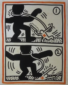 KEITH HARING 'FREE SOUTH AFRICA' SIGNED LITHOGRAPH