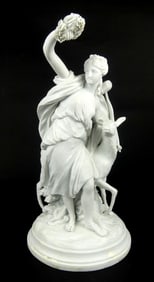 BOIZOT 'DIANA & THE DOE' BISQUE FIGURE