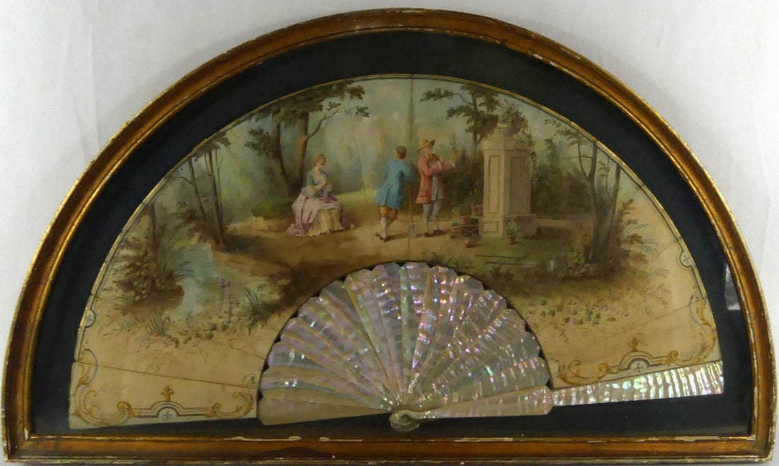 M. PILON DELAVAULT FRENCH MOP HAND PAINTED FAN (1 of 7)