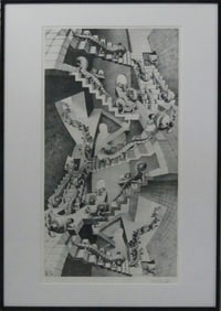 M.C. ESCHER 'HOUSE OF STAIRS' SIGNED OFFSET LITHO