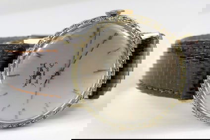 LONGINES WHITE GF WRISTWATCH w DIAMOND BEZEL