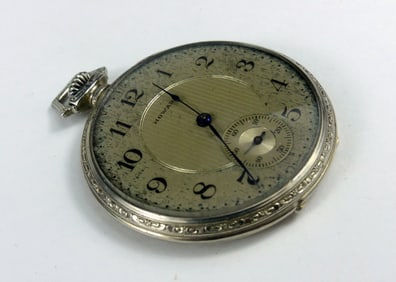E HOWARD VINTAGE 14K SOLID WHITE GOLD POCKET WATCH