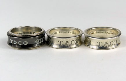 3pc TIFFANY & CO STERLING SILVER CONCAVE RINGS