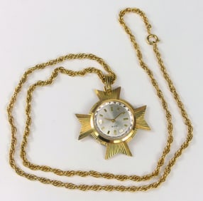 ELGIN MALTESE CROSS PENDANT WATCH