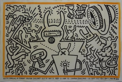 KEITH HARING ROBERT FRASER GALLERY SGNED POSTER