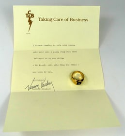 ELVIS PRESLEY OWNED YELLOW GOLD PLATED ONYX RING