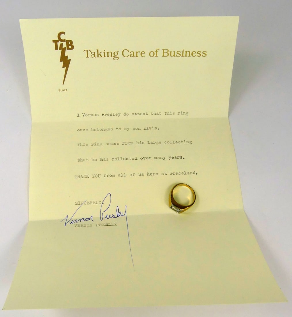 ELVIS PRESLEY OWNED 18K GOLD PLATED & CZ RING (1 of 6)