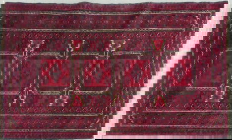 PERSIAN HAND WOVEN TRIBAL WOOL RUG w MEDALLIONS
