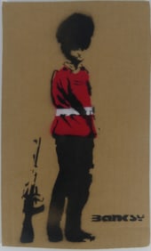 BANKSY 'THUG FOR LIFE' STENCIL ON CARDBOARD