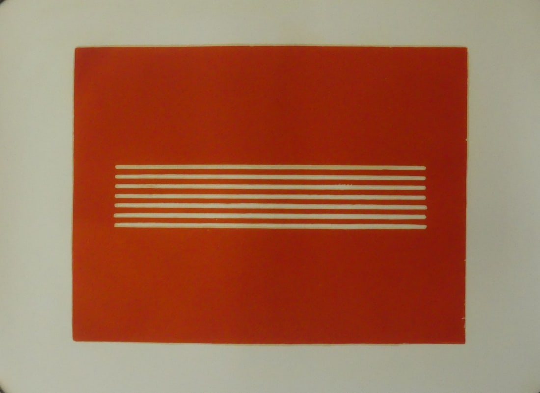 DONALD JUDD 'UNTITLED' PRINT IN CADMIUM RED: Donald Judd 'Untitled' print in Cadmium Red. Sheet measures 31 3/8" x 23 1/4"