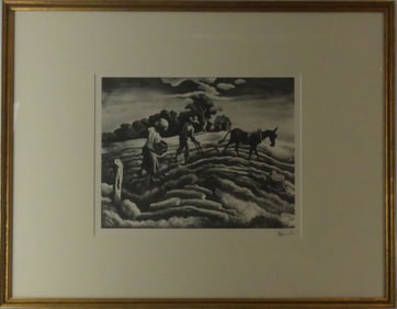 THOMAS HART BENTON 'PLANTING' SIGNED LITHOGRAPH