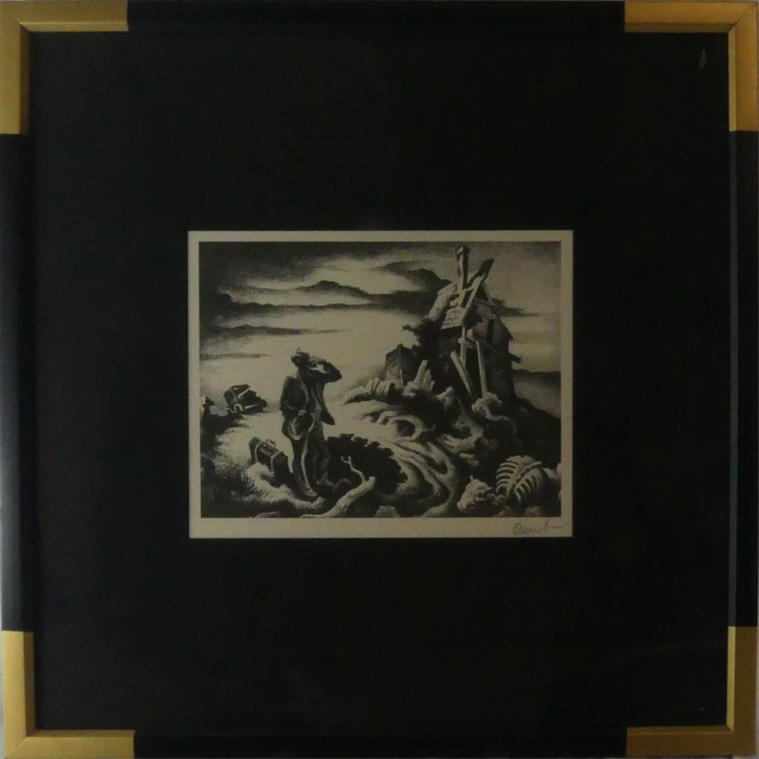 THOMAS HART BENTON 'PRODIGAL SON' SIGNED LITHO: Thomas Hart Benton 'Prodigal Son' offset lithograph. Pencil signed lower right. Viewable measures 9 3/4" x 8". Frame measures 19" x 19" x 1".