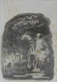 PICASSO 'TOROS' MIXED MEDIA ON BOOK PAGE