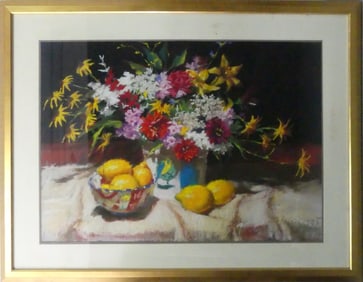 DALE PAYSON 'STILL LIFE w LEMONS' PASTEL ON PAPER