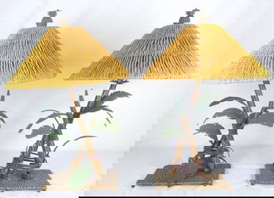 PR PAINTED & BRONZED BANANA TREE LAMPS