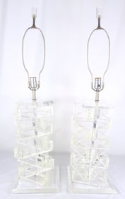 PR STACKED LUCITE TABLE LAMPS