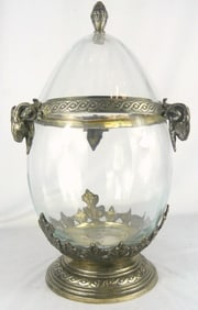 CASTILLIAN SILVERPLATE & GLASS COVERED EGG URN