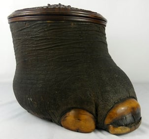 ELEPHANT FOOT STORAGE VESSEL w HINGED LID