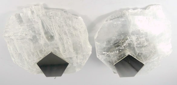 PR JOHN-RICHARD STAINLESS SELENITE WALL SCONCES