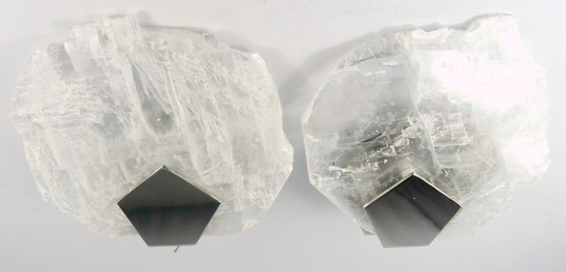PR JOHN-RICHARD STAINLESS SELENITE WALL SCONCES (1 of 7)