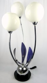 MID-CENTURY MODERN CHROME, GLASS & LUCITE LAMP