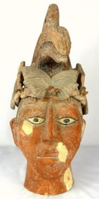 PRE-COLUMBIAN STYLE TERRACOTTA SCULPTURE OF HEAD