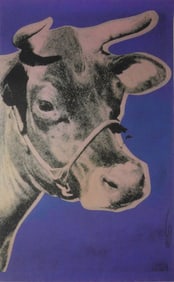 ANDY WARHOL 'COW' PINK ON PURPLE SIGNED LITHOGRAPH