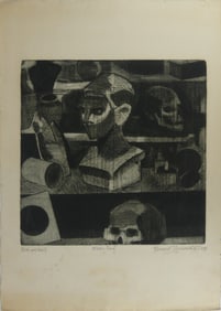 BERNARD GREENWALD 'BUST AND SKULL' ETCHING