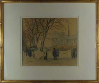 TAVIK SIMON 'NOTRE DAME' HAND COLORED ETCHING