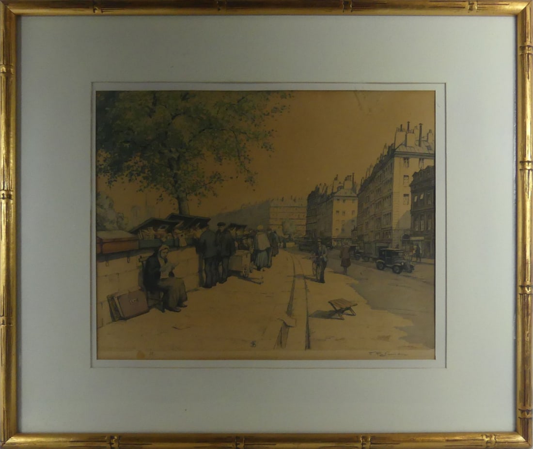TAVIK SIMON 'SEINE, PARIS' HAND COLORED ETCHING (1 of 6)